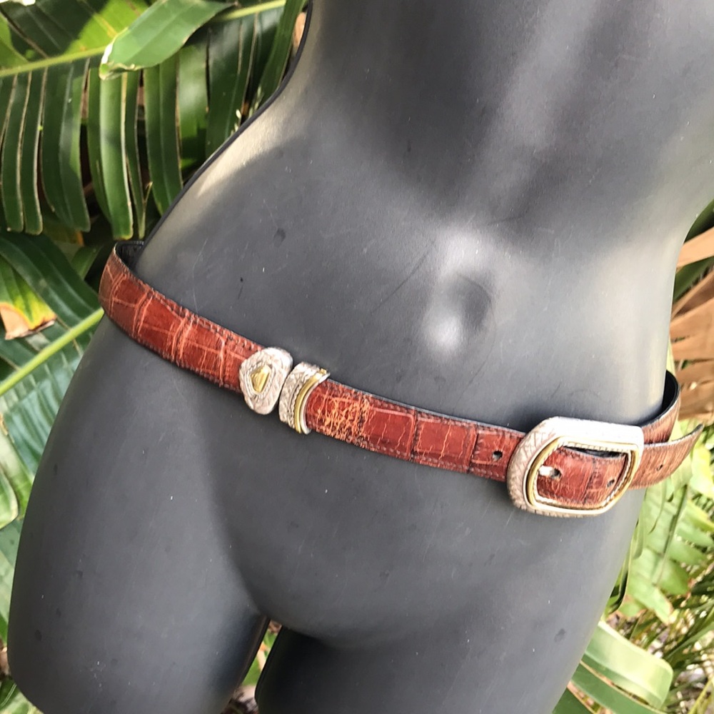 Reversible western style alligator leather belt